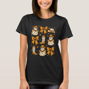 Coquette Bow Halloween Ghost Western Cowgirl Howdy T-Shirt