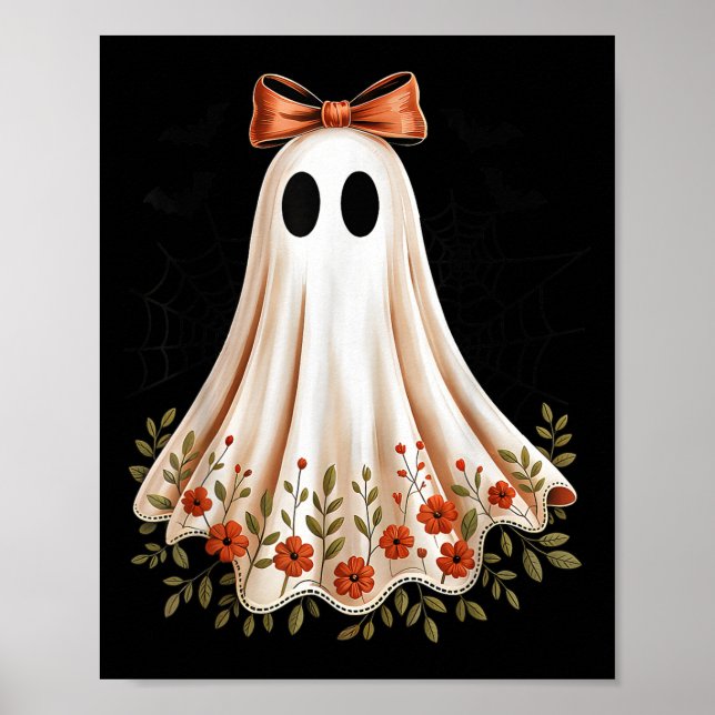 Coquette Bow Halloween Ghost Women Girls Kids Soky Poster (Front)