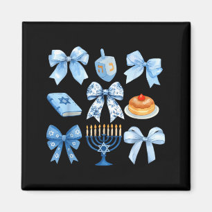 Coquette Bow Hanukkah Chanukah Pajama Latke Jewish Magnet