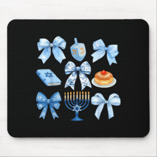 Coquette Bow Hanukkah Chanukah Pajama Latke Jewish Mouse Pad