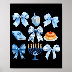Coquette Bow Hanukkah Chanukah Pajama Latke Jewish Poster