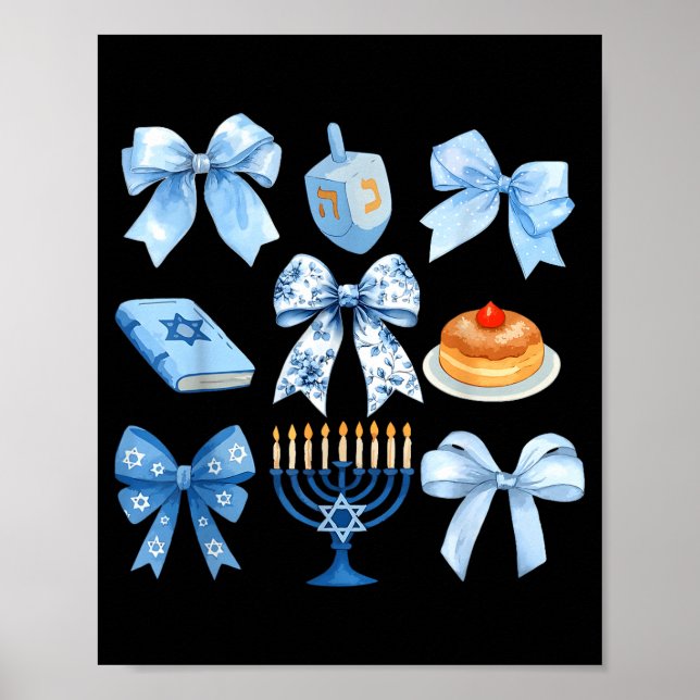 Coquette Bow Hanukkah Chanukah Pajama Latke Jewish Poster (Front)