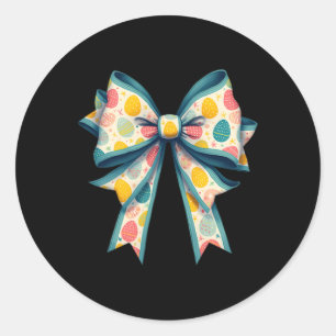 Coquette Bow Happy Easter Bunny Bow Pink Egg Easte Classic Round Sticker