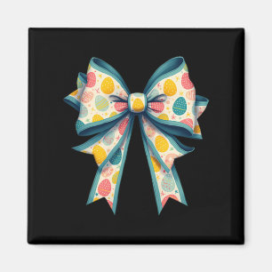 Coquette Bow Happy Easter Bunny Bow Pink Egg Easte Magnet