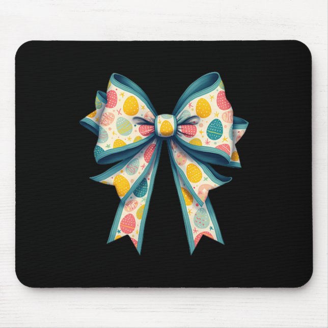Coquette Bow Happy Easter Bunny Bow Pink Egg Easte Mouse Pad (Front)