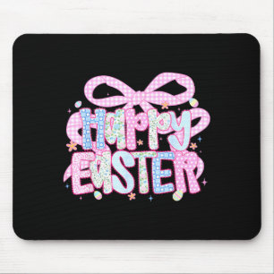 Coquette Bow Happy Easter Day Eggs Bunny Rabbit Bo Mouse Pad