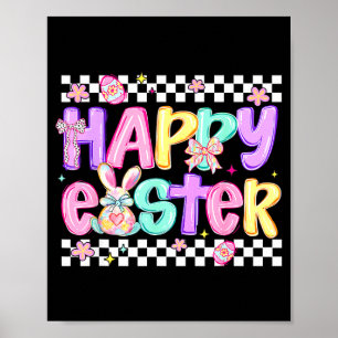 Coquette Bow Happy Easter Day Eggs Bunny Rabbit Bo Poster