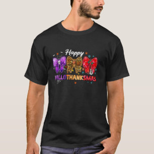 Coquette Bow Happy Hallothanksmas Halloween Christ T-Shirt