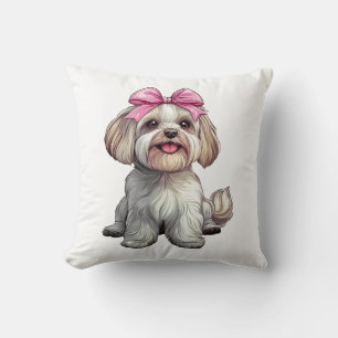 Coquette Bow Havanese Dog Mum Girl Pink Cushion