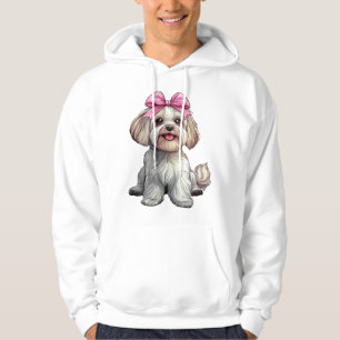 Coquette Bow Havanese Dog Mum Girl Pink Hoodie