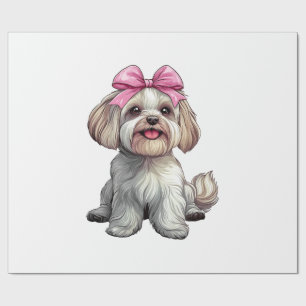 Coquette Bow Havanese Dog Mum Girl Pink Wrapping Paper