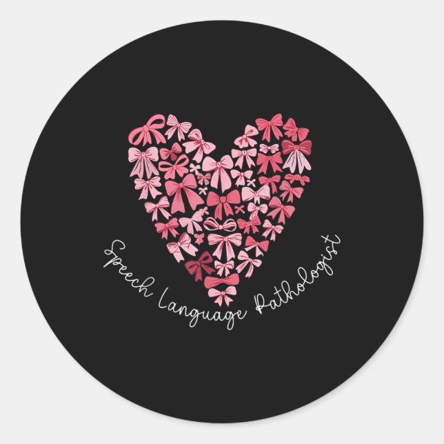 Coquette Bow Heart Speech Language Pathologist Slp Classic Round Sticker (Front)