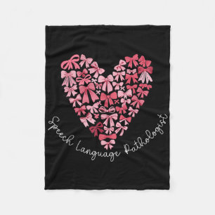 Coquette Bow Heart Speech Language Pathologist Slp Fleece Blanket