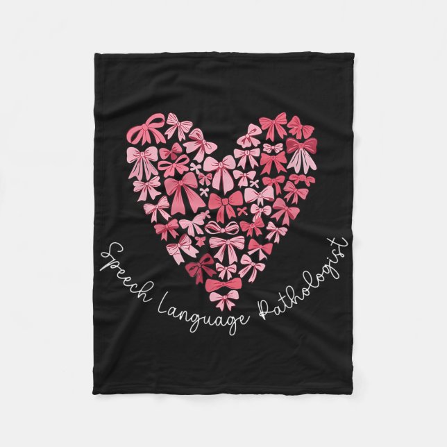 Coquette Bow Heart Speech Language Pathologist Slp Fleece Blanket (Front)