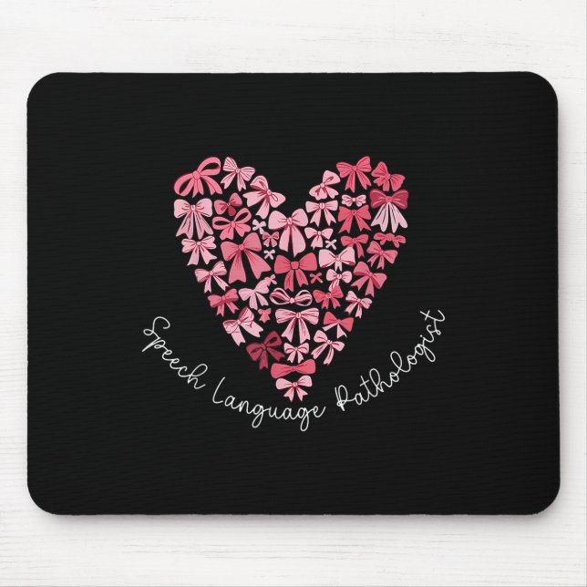 Coquette Bow Heart Speech Language Pathologist Slp Mouse Pad (Front)