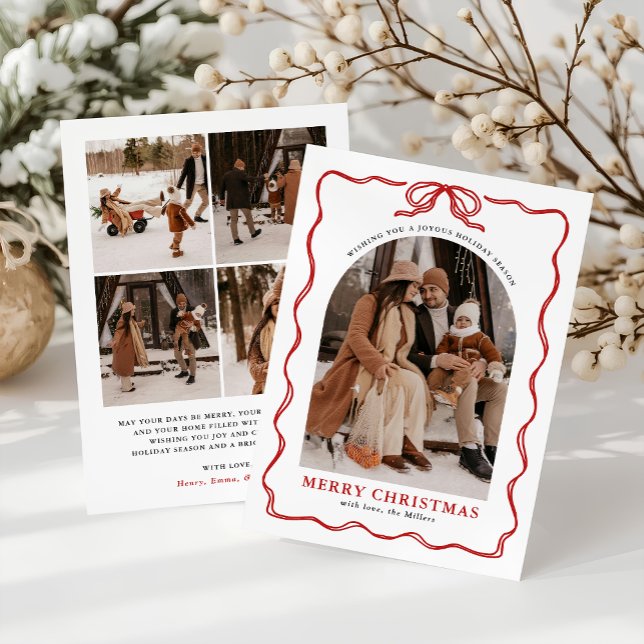 Coquette Bow Holiday Photo Card, Merry Christmas (Creator Uploaded)