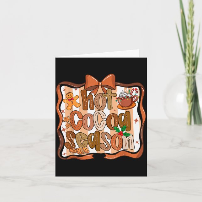 Coquette Bow Hot Cocoa Season Gingerbread Christma Card (Front)