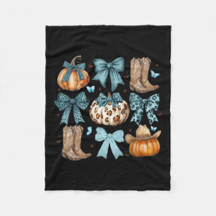 Coquette Bow Howdy Fall Western Pumpkin Boots Than Fleece Blanket