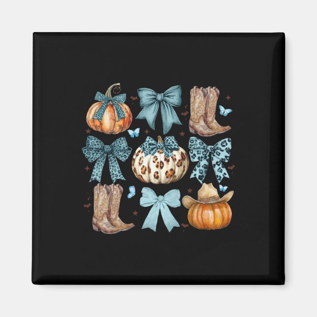 Coquette Bow Howdy Fall Western Pumpkin Boots Than Magnet (Front)