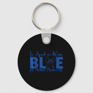 Coquette Bow in April Wear Blue Autism Awareness Key Ring