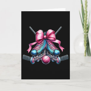 Coquette Bow Inline Hockey Player Girl Mum Mother' Card