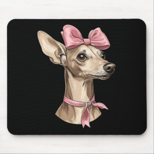 Coquette Bow Italian Greyhound Dog Mum Pink Ribbon Mouse Pad