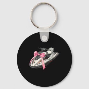 Coquette Bow Jet Ski Jet Skiing Girl Mum Pink Moth Key Ring