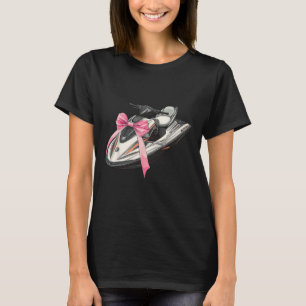 Coquette Bow Jet Ski Jet Skiing Girl Mum Pink Moth T-Shirt