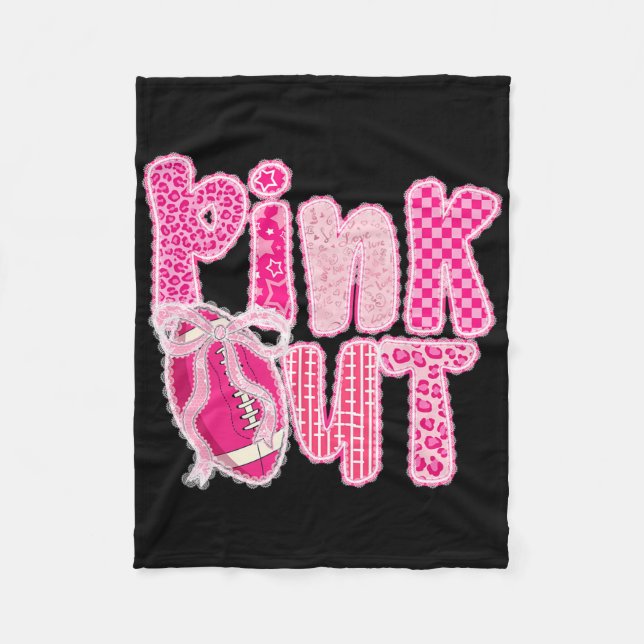 Coquette Bow Lace Football Pink Out Breast Cancer  Fleece Blanket (Front)