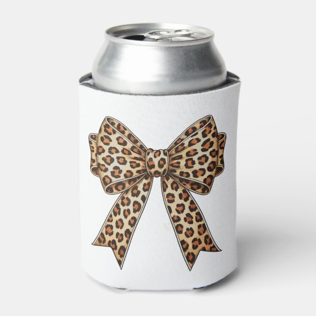 Coquette Bow Leopard Cheetah Sublimation Can Cooler (Can Front)