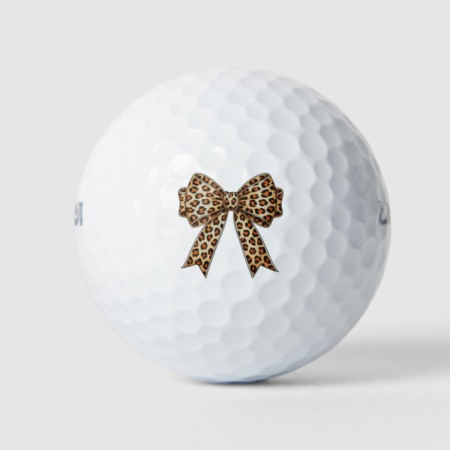 Coquette Bow Leopard Cheetah Sublimation Golf Balls (Front)