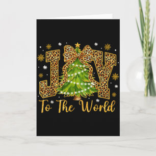 Coquette Bow Leopard Christmas Joy To The World Xm Card