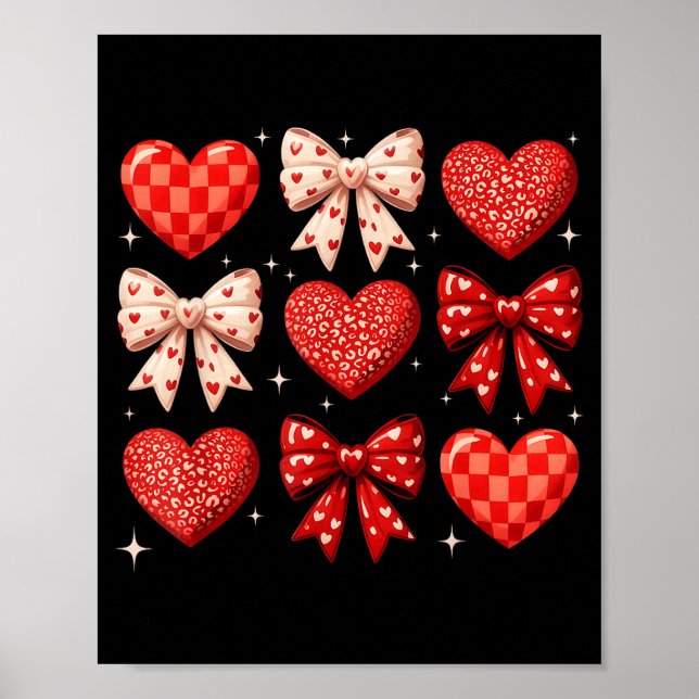 Coquette Bow Leopard Hearts Valentine Women Girl G Poster (Front)