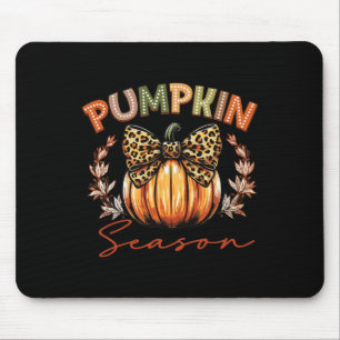 Coquette Bow Leopard Pumpkin Season Thanksgiving A Mouse Pad