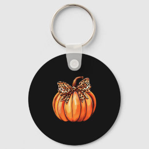 Coquette Bow Leopard Pumpkin Thanksgiving Rustic F Key Ring