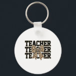 Coquette Bow Leopard Teacher Happy First Day Back  Key Ring<br><div class="desc">Coquette Bow Leopard Teacher Happy First Day Back To School</div>