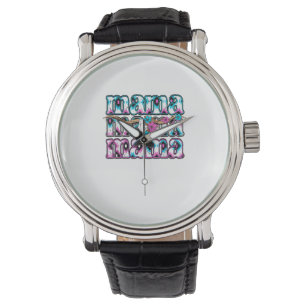 Coquette Bow Mama Cowhide Turquoise Cowgirl Wester Watch