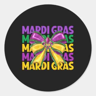 Coquette Bow Mardi Gras Costume Women Girls Kids M Classic Round Sticker
