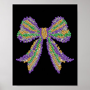 Coquette Bow Mardi Gras Festival Carnival Beads Gi Poster