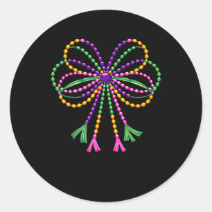 Coquette Bow Mardi Gras Festival Fleur De Lis Carn Classic Round Sticker