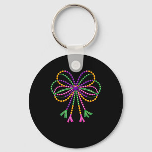 Coquette Bow Mardi Gras Festival Fleur De Lis Carn Key Ring