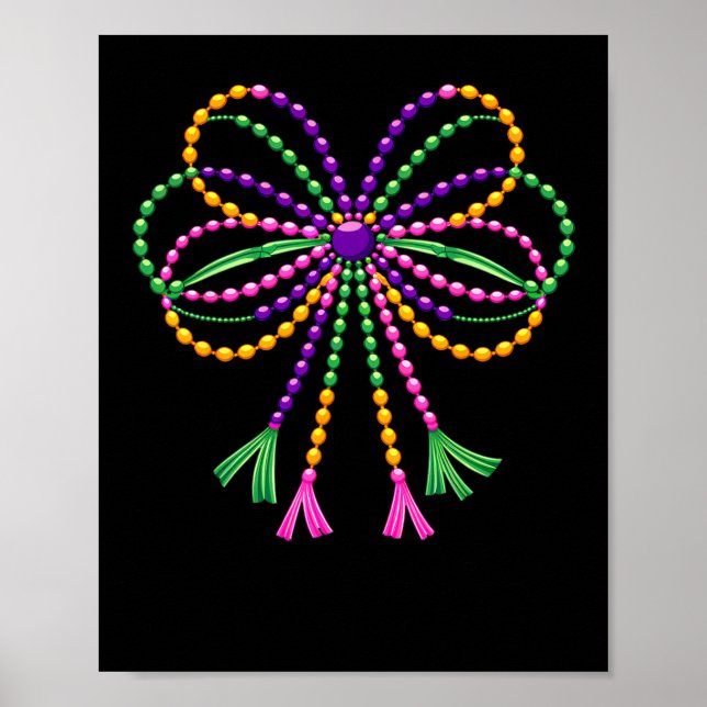 Coquette Bow Mardi Gras Festival Fleur De Lis Carn Poster (Front)