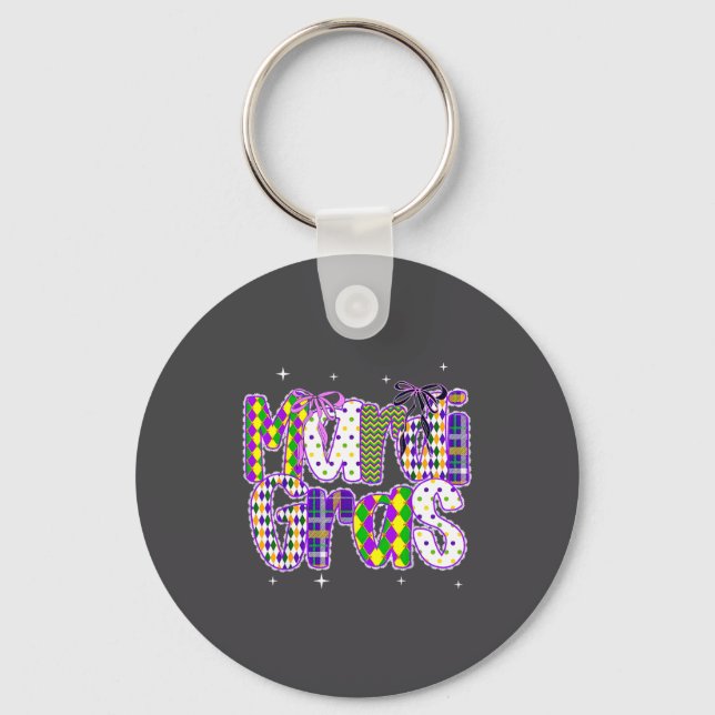 Coquette Bow Mardi Gras New Orleans Louisiana Dalm Key Ring (Front)