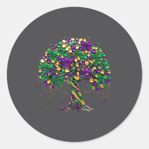 Coquette Bow Mardi Gras Tree Beads New Orleans Fes Classic Round Sticker