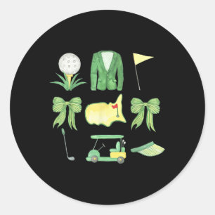 Coquette Bow Masters Golf Tournament Graphic For W Classic Round Sticker