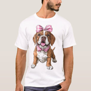 Coquette Bow Mastiff Dog Mom Girl Pink T-Shirt