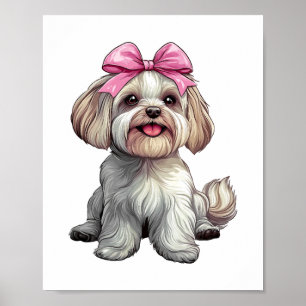 Coquette Bow Mastiff Dog Mum Girl Pink Poster