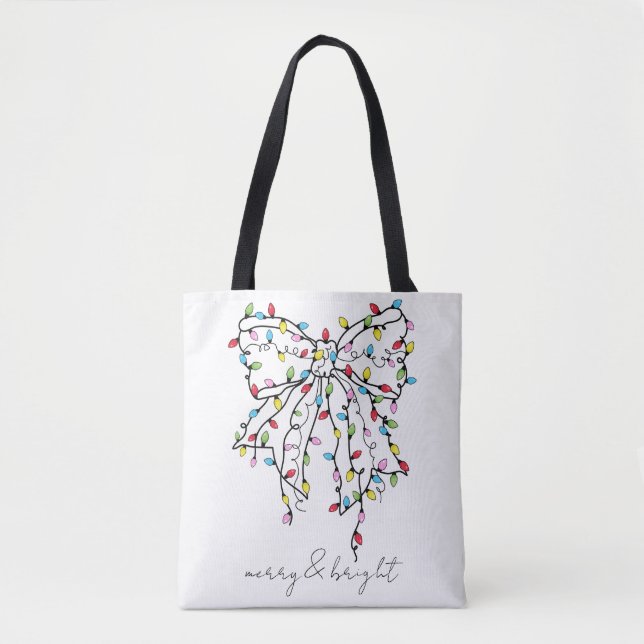 Coquette Bow Merry And Bright Holiday Tote (Front)