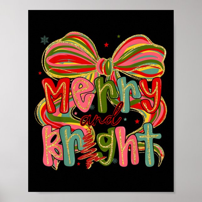 Coquette Bow Merry Bright Christmas Xmas Pyjamas H Poster (Front)