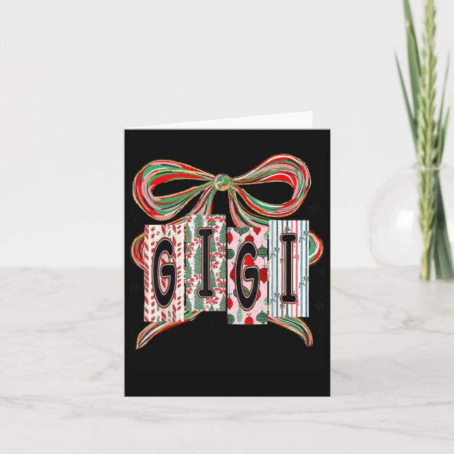 Coquette Bow Merry Christmas Gigi Grandma Xmas Paj Card (Front)
